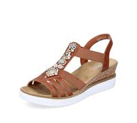 Keilsandalette RIEKER Gr. 40, braun Damen Schuhe Sandaletten mit Stretch-Bändern (76645610-40)