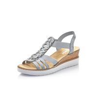 Rieker Damen Keilsandalen V38H8, Frauen Sandalen,Keilsandaletten,Keilabsatz,Wedge-Heel,hoch,Sommerschuhe,Freizeitschuhe,blau (12),36 EU / 3.5 UK