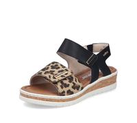 Rieker Damen Keilsandalen V4181, Frauen Sandalen,Freizeitschuhe,offene Schuhe,Sommerschuhe,Strandschuhe,schwarz Kombi (00),37 EU / 4 UK