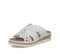 Pantolette RIEKER, Herren, Gr. 41, weiß, Lederimitat, unifarben, Schuhe Pantolette, Sommerschuh, Hausschuh, Keilabsatz, mit Glitzersteine (77761323-41) weiß
