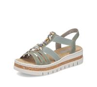 Keilsandalette RIEKER, Damen, Gr. 42, schilfgrün, Lederimitat, Schuhe, Keilsandalette, Plateausandale, Sommerschuh mit Verzierung (37395911-42) schilfgrün