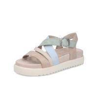 Plateausandale RIEKER, Damen, Gr. 42, pastellfarben, Lederimitat, Schuhe, Sandalette, Urlaubsschuh, Sommerschuh mit Klett-Riemchen (15793653-42) pastellfarben