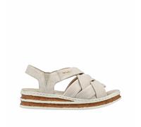 Rieker Damen Keilsandaletten Beige, Damen, Größe: 39, Material: Kunstleder/Textil