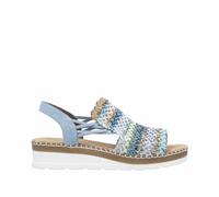 Rieker Damen Keilsandaletten Blau, Damen, Größe: 38, Material: Textil