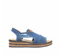 Rieker Damen Keilsandaletten Blau, Damen, Größe: 42, Material: Textil