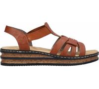 Plateausandale RIEKER Gr. 37, braun (cognac) Damen Schuhe Plateauschuhe mit kontrastfarbener Rahmennaht (23386746-37)