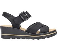 Keilsandalette RIEKER Gr. 40, schwarz Damen Schuhe Sandalen mit gekreuzten Bandagen (44686046-40)