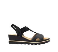 Rieker Keilsandalette 67498 schwarz mit Gummizug Damen Gr. 42
