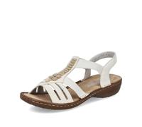 Riemchensandale RIEKER, Damen, Gr. 36, weiß, Lederimitat, unifarben, Schuhe Riemchensandale, Sommerschuh, Sandalette, Keilabsatz, mit schöner Verzierung (29196368-36) weiß