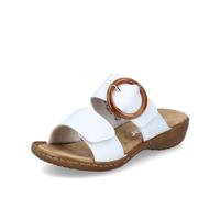 Rieker Sandalen 60894 Damen Weiß Lederimitat Keilabsatz Große Zierschnalle Gr. 39