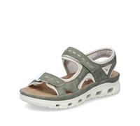 Rieker Damen Klassische Sandalen 64066, Frauen Sandalen,Sommerschuhe,Freizeitschuhe,offene Schuhe,Strandschuhe,grün Kombi (52),40 EU / 6.5 UK