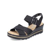 Keilsandalette RIEKER Gr. 36, schwarz Damen Schuhe Sandalen mit gekreuzten Bandagen (44686046-36)