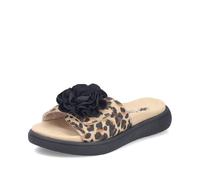 Pantolette RIEKER, Damen, Gr. 41, leo, schwarz, Nubuklederimitat, Textil, Schuhe Pantolette, Sommerschuh, Hausschuh, Strandschuh mit bequemem Fußbett (12084540-41) leo, schwarz