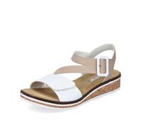 Rieker Damen Klassische Sandalen V3660, Frauen Sandalen,Sommerschuhe,Freizeitschuhe,offene Schuhe,Strandschuhe,Weiss Kombi (80),38 EU / 5 UK