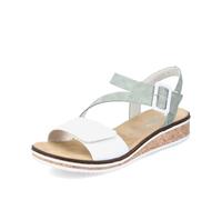 Rieker Damen Klassische Sandalen V3660, Frauen Sandalen,Sommerschuhe,Freizeitschuhe,offene Schuhe,Strandschuhe,grün Kombi (52),38 EU / 5 UK