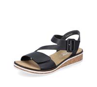 Rieker Damen Klassische Sandalen V3660, Frauen Sandalen,Sommerschuhe,Freizeitschuhe,offene Schuhe,Strandschuhe,schwarz (02),40 EU / 6.5 UK