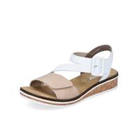 Rieker Damen Klassische Sandalen V3660, Frauen Sandalen,Sommerschuhe,Freizeitschuhe,offene Schuhe,Strandschuhe,beige Kombi (60),42 EU / 8 UK