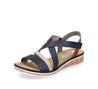 Rieker Damen Sandalen V3663 – Klassische offene Sommerschuhe Blau Kombi (91) Größe 41 EU