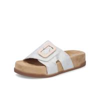 Pantolette RIEKER, Damen, Gr. 38, silberfarben, Lederimitat, metallic, Schuhe Pantolette, Sommerschuh, Hausschuh, Strandschuh mit Klettriemchen (86817467-38) silberfarben
