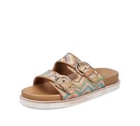 Pantolette RIEKER, Damen, Gr. 38, bunt (pastell multi), Bast, Flechtoptik, casual, Schuhe, Sommerschuh, Strandschuh, Urlaubsschuh, Schlappen in Flecht-Optik (20716269-38) pastell multi