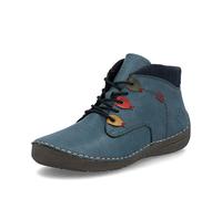 Schnürboots RIEKER, Damen, Gr. 36, blau (royalblau, dunkelblau), Lederimitat, Textil, kontrastfarbene Details, Basic, Schuhe, Stiefelette, Casualboots, High Top Sneaker mit Innenreißverschluss (566084