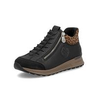 Sneaker RIEKER "Ready2GO", Damen, Gr. 38, schwarz (schwarz, leo), Lederimitat, Textil, Schuhe Sneaker, Schnürboots, High Top Sneaker, Stiefelette mit Soft-Einlage (28722134-38) schwarz, leo