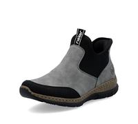 Slip-On Sneaker RIEKER "Ready2GO", Damen, Gr. 39, grau (grau, schwarz), Nubuklederimitat, Textil, sportlich, Schuhe, Boots, Schlupfschuh, Casual-Sneaker mit MemoSoft-Ausstattung (87112339-39) grau, sc