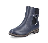 Winterstiefelette RIEKER, Damen, Gr. 36, schwarz (dunkelblau, schwarz), Elastischer Einsatz, Lederimitat, Schuhe Winterstiefelette, Chelseaboots, Winterboots, Blockabsatz, mit Innenreißverschluss (258