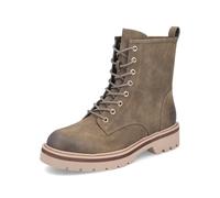 Schnürboots RIEKER, Damen, Gr. 39, khaki, Lederimitat, used, Schuhe Schnürboots, Schnürstiefelette, Boots, Blockabsatz, mit Profilsohle (52630847-39) khaki