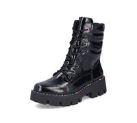 Schnürstiefelette RIEKER "Rieker Stiefelette Lederimitat", Damen, Gr. 40, schwarz (schwarz lack), Lederimitat, casual, Schuhe (61818536-40) schwarz lack