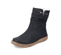 Rieker Winterboots Reißverschluss Lederimitat, kontrastfarbene Rahmennaht Damen Schwarz Gr. 37