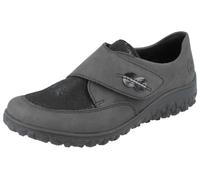 Rieker - Damen Slipper anthrazitKlett anthrazit/schwarz-reptil/schwarz - Gr. - EU 36