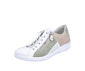 Rieker Damen L7465 Sneaker, White Pistachio White Ginger Fog Silver L7465 91, 38 EU