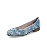 Ballerina RIEKER, Damen, Gr. 39, bunt (blau multi), Bast, Lederimitat, klassisch, Schuhe, Slipper, Schlupfschuh, Pumps mit weicher Innensohle (41882122-39) blau multi
