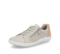 Rieker Damen Schnürschuh Slip-On Sneaker aus Leder mit Lochmuster 52824, Größe:42 EU, Farbe:Beige