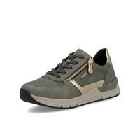 Sneaker RIEKER, Damen, Gr. 37, grün (oliv, goldfarben), Lederimitat, Textil, unifarben mit Farbeinsatz, Schuhe Sneaker, Freizeitschuh, Schnürschuh, Halbschuh mit modischen Akzenten, Topseller (4355062