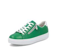 Plateausneaker RIEKER, Damen, Gr. 36, grün (grün, weiß), Leder, Schuhe Plateausneaker, mit seitlichem Reißverschluss, Freizeitschuh, Halbschuh, Schnürschuh, Topseller (56583010-36)