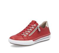 Slip-On Sneaker RIEKER, Damen, Gr. 36, rot (rot, creme), Leder, Lederimitat, sportlich, Schuhe, Slipper, Schlupfschuh, Halbschuh, Freizeitschuh mit Soft-Einlage (40478534-36) rot, creme