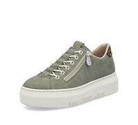 Plateausneaker RIEKER, Damen, Gr. 36, grün (schilfgrün), Lederimitat, Schuhe Plateausneaker (75376056-36) schilfgrün