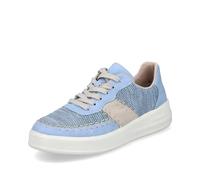 Rieker Damen Low-Top Sneaker M8414, Frauen Halbschuhe,lose Einlage,Laufschuhe,schnürschuhe,schnürer,Plateausohle,blau Kombi (10),38 EU / 5 UK