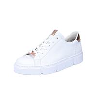 Plateausneaker RIEKER, Damen, Gr. 41, weiß, Lederimitat, Schuhe Skaterschuh Sneaker low, mit metallicfarbenen Akzenten, Freizeitschuh, Halbschuh, Schnürschuh, Topseller (45425751-41) weiß