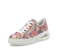 Plateausneaker RIEKER, Damen, Gr. 36, rosa (rosa multi), Lederimitat, geblümt, sportlich, Schuhe, Schnürschuh, Halbschuh, Freizeitschuh mit Rieker Air Ausstattung (77566109-36) rosa multi