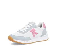 Sneaker RIEKER SPORT, Damen, Gr. 43, weiß, grau, rosa, Lederimitat, Textil, Schuhe Sneaker, Schnürschuh, Halbschuh, Freizeitsneaker mit leichter Laufsohle (59944531-43) weiß, grau, rosa