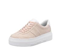 Plateausneaker RIEKER, Damen, Gr. 41, rosa (rosé, weiß), Lederimitat, Schuhe Plateausneaker, Schnürschuh, Halbschuh, Freizeitschuh mit gepolstertem Schaftrand (17402048-41) rosé, weiß