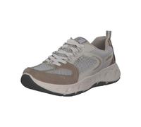 Plateausneaker RIEKER, Damen, Gr. 36, beige (creme, taupe, leo), Lederimitat, Textil, Schuhe Plateausneaker, Schnürschuh, Freizeitsneaker, Halbschuh mit MemoSoft-Innensohle (33017563-36) creme, taupe,