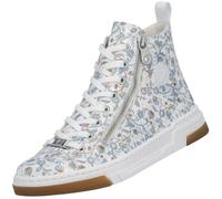 Sneaker RIEKER, Damen, Gr. 41, weiß multicolor, Lederimitat, geblümt, Schuhe Sneaker, High Top-Sneaker, Freizeitschuh, Schnürschuh mit Plateausohle (65388531-41) weiß multicolor