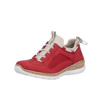 Slip-On Sneaker RIEKER, Damen, Gr. 41, rot, creme, Lederimitat, Textil, Schuhe, Schlupfschuh mit Elastikeinstieg, Gummizug mit Schnellverschluss (54542009-41) rot, creme