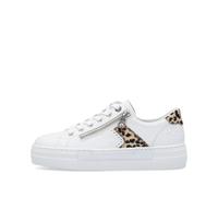 Rieker Damen N4924 Plateau-Sneaker, Leder, Leopardenmuster, Weiß, Weiß / Leopardenmuster, 38 EU