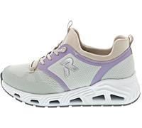 Slip-On Sneaker RIEKER, Damen, Gr. 40, lindgrün, lila, beige, Synthetik, Textil, unifarben mit Farbeinsätzen, Schuhe Slip-On Sneaker, Schlupfschuh, Freizeitschuh, Schnürschuh mit Gummizug (69632522-40