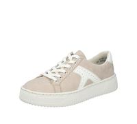 Plateausneaker RIEKER, Damen, Gr. 40, taupe, sanftes weiß, Nubuklederimitat, unifarben mit Farbeinsatz, Schuhe Plateausneaker, Schnürschuh, Halbschuh, Freizeitsneaker mit modischer Plateausohle (43667